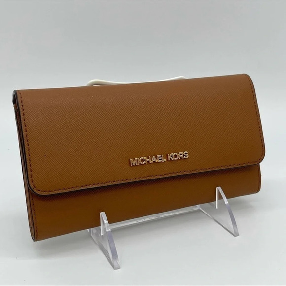 Michael Kors Trifold Wallet Luggage Brown - Picture 1 of 10